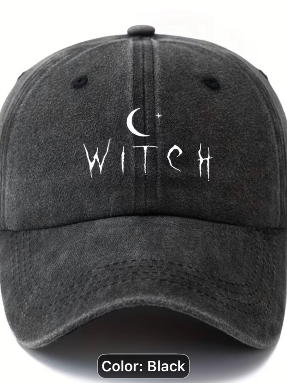 NWT! Black "WITCH" Embroidered Baseball Cap Halloween